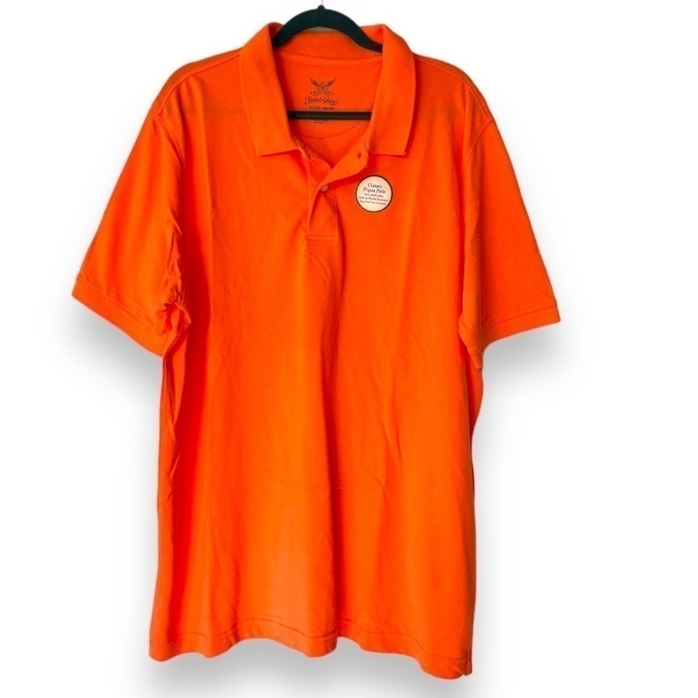 Faded Glory Orange Classic Cotton Pique Mens Short Sleeve Polo Shirt